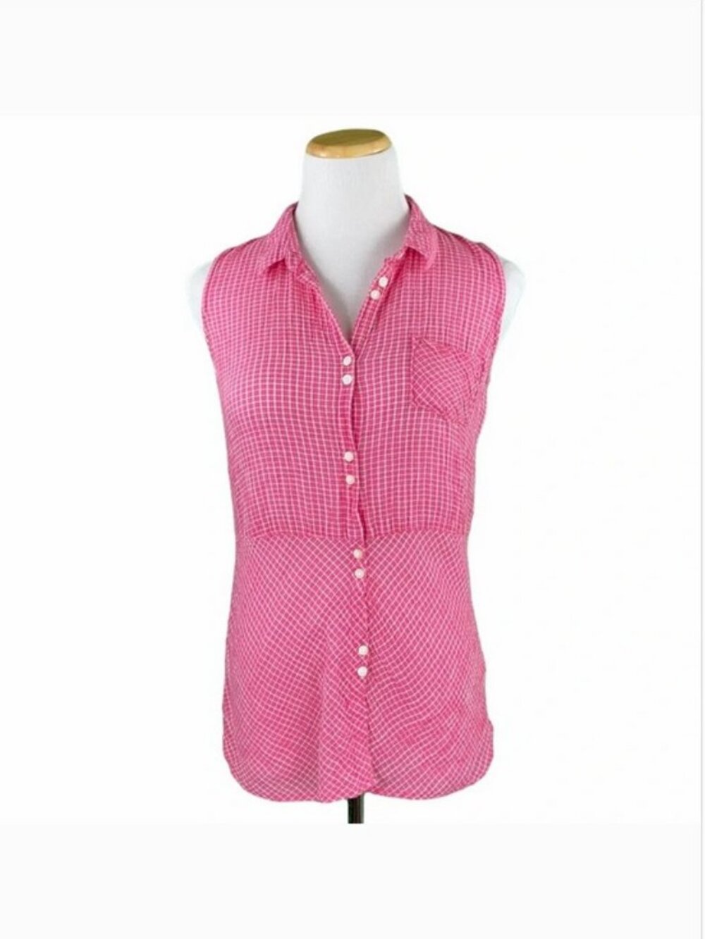 C&C California Pink plaid  Sleeveless Shirt